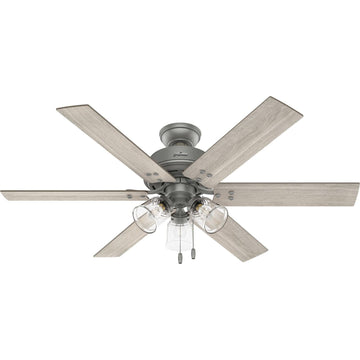 Hilmouth with LED light 52in Ceiling Fans Hunter Matte Silver - Light Gray Oak 