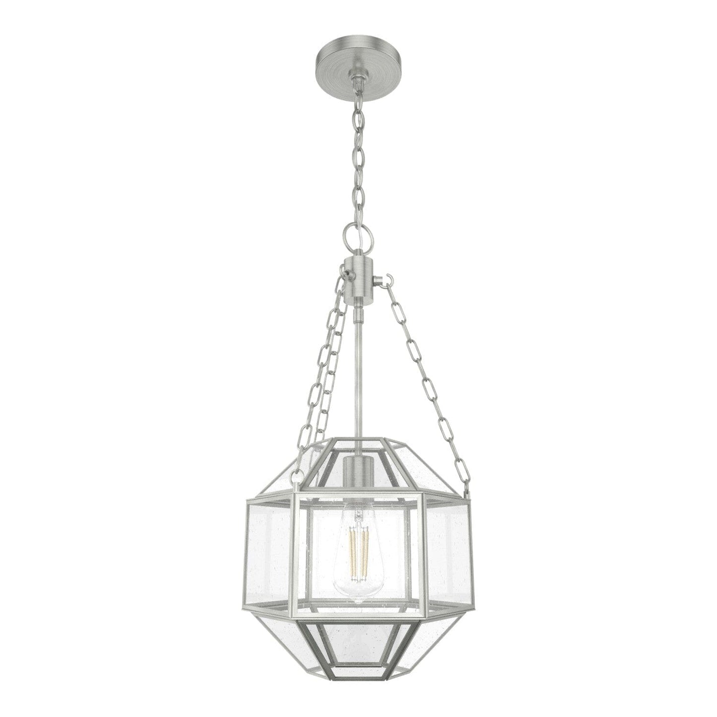 Indria 1 Light Pendant 11 inch Lighting Hunter Brushed Nickel - Seeded 