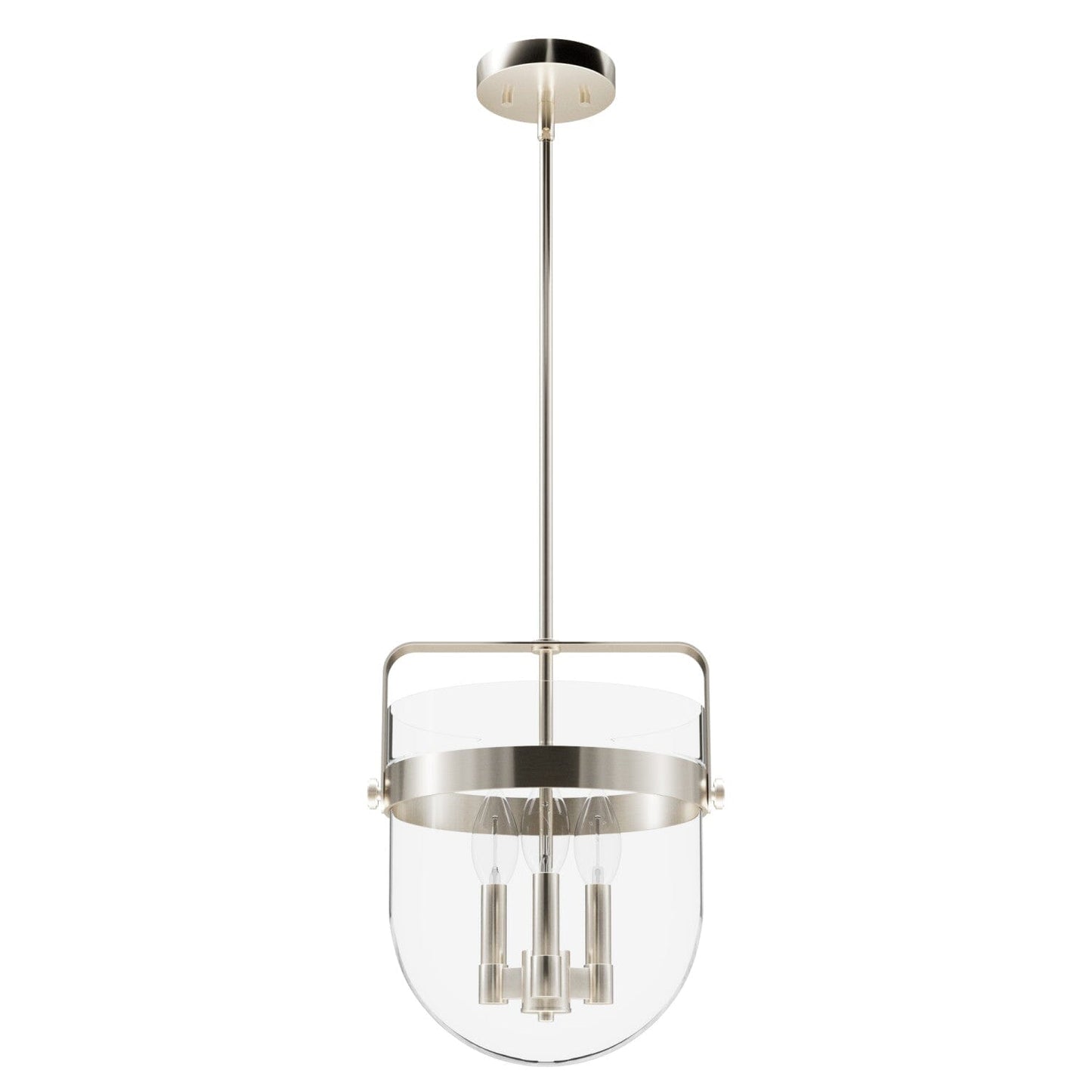 Karloff 3 Light Pendant 12 inch Lighting Hunter Brushed Nickel - Clear 