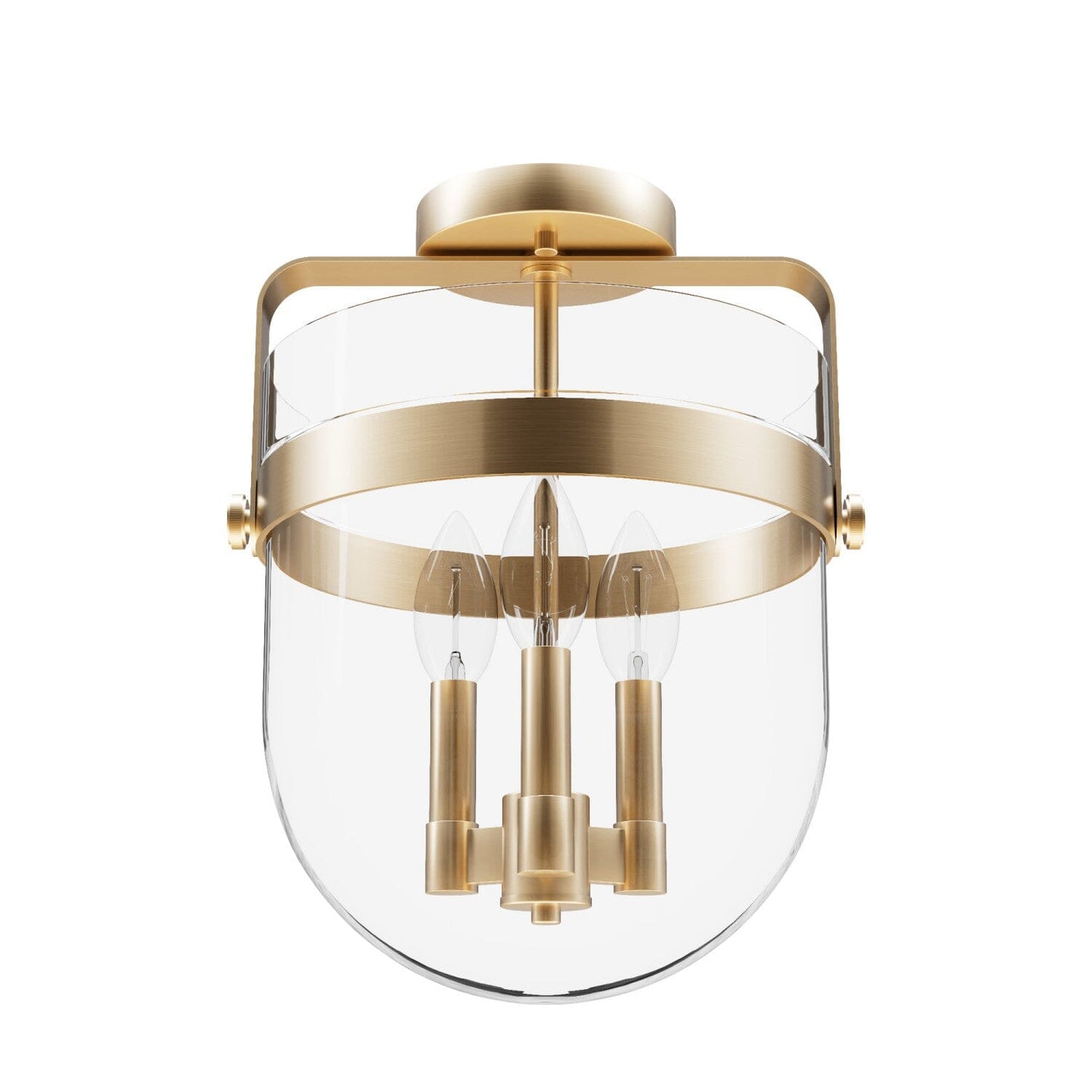 Karloff 3 Light Semi-Flush Mount Lighting Hunter Alturas Gold - Clear 