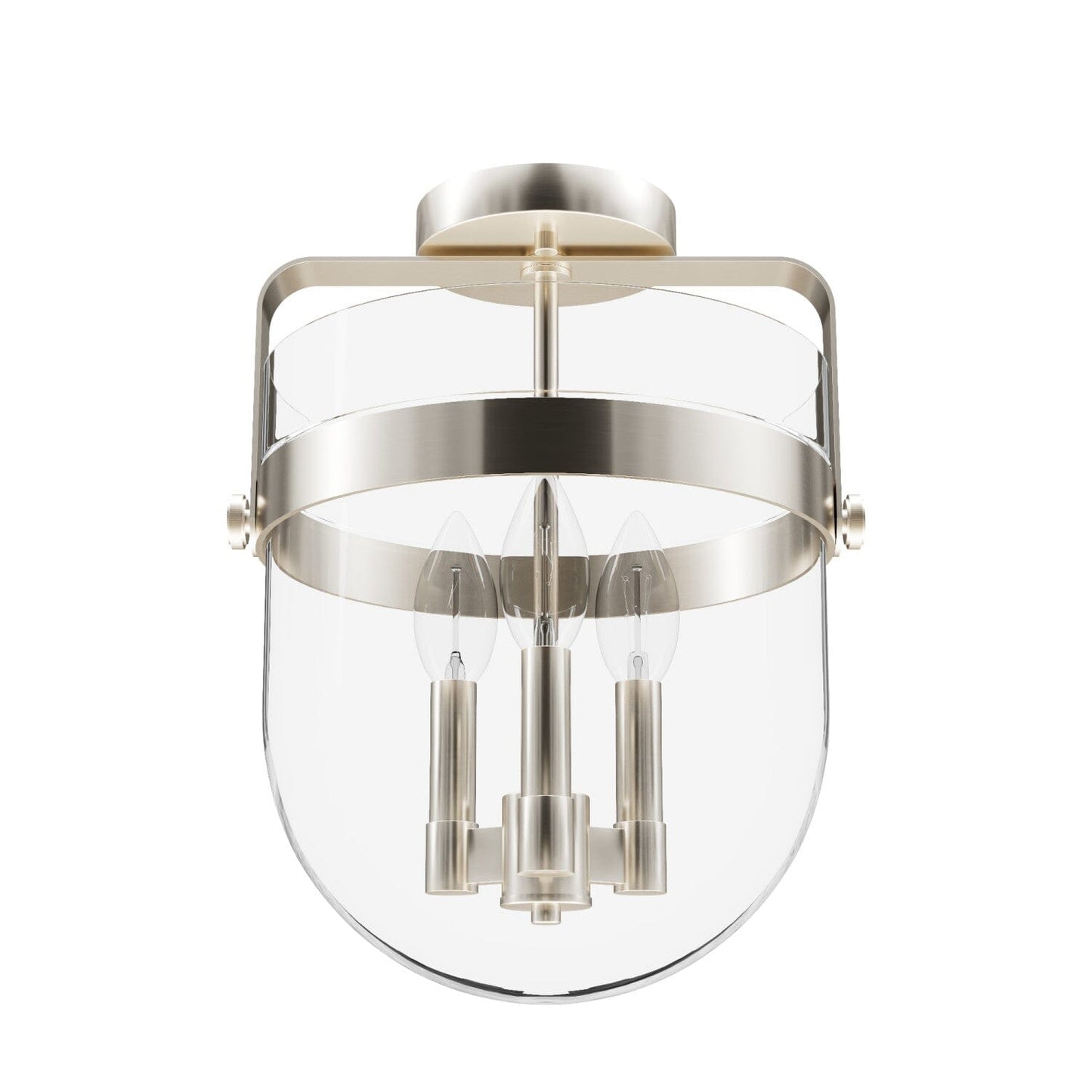 Karloff 3 Light Semi-Flush Mount Lighting Hunter Brushed Nickel - Clear 