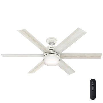 Kempton Park with LED 54 in Ceiling Fans Hunter Fresh White - Bleached Alder 