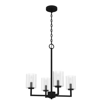 Kerrison 4 Light Chandelier Lighting Hunter Natural Black Iron - Seeded 