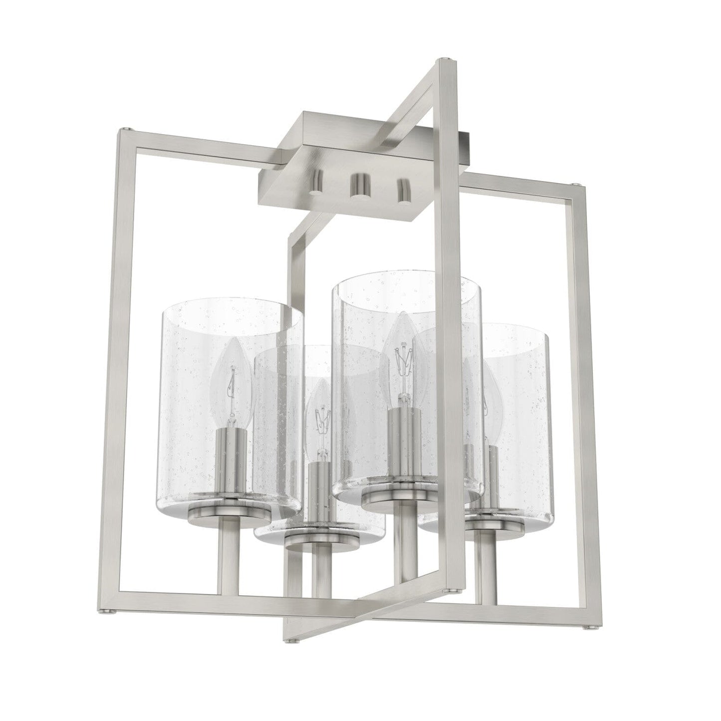 Kerrison 4 Light Semi-Flush Mount Lighting Hunter Brushed Nickel - Seeded 