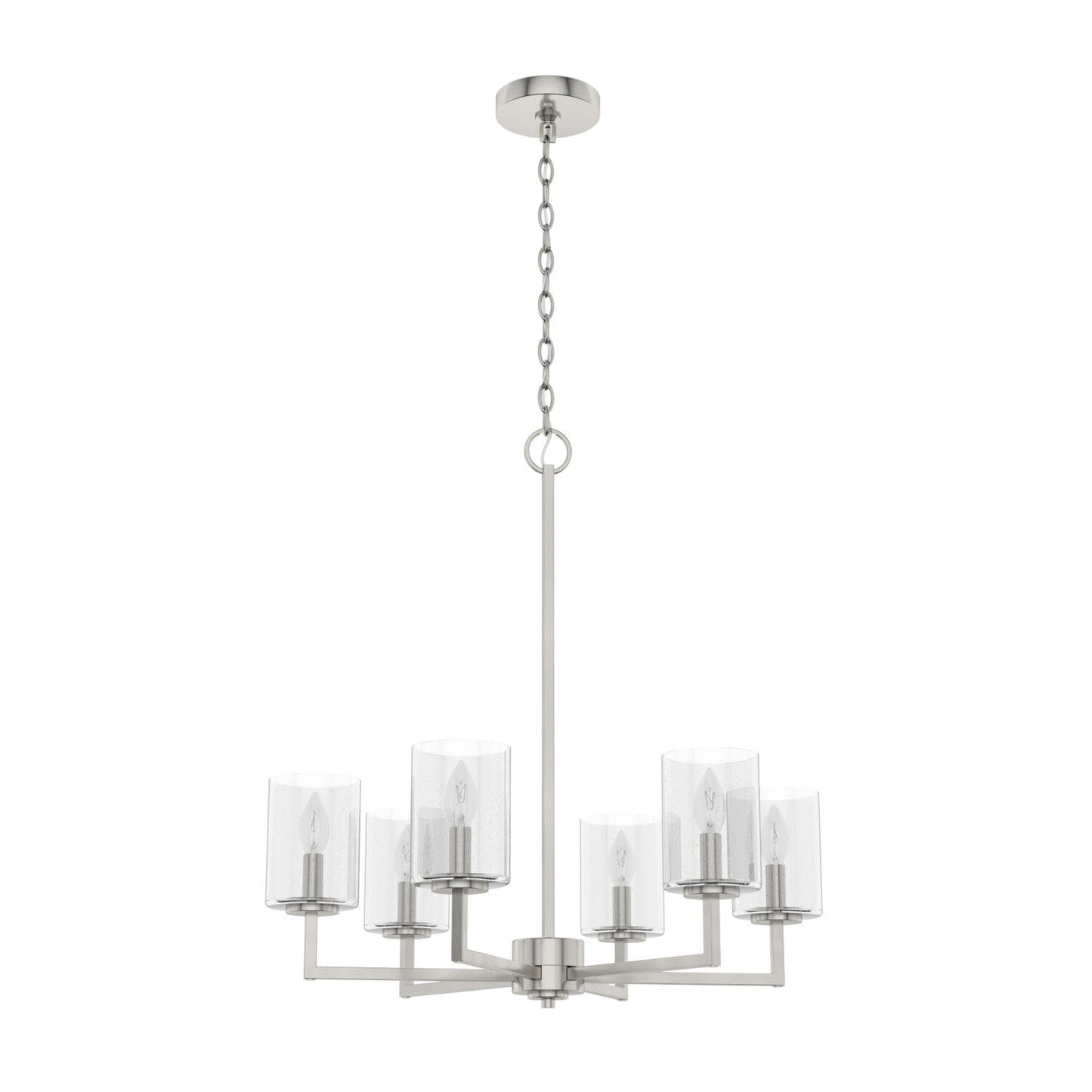 Kerrison 6 Light Chandelier Lighting Hunter Brushed Nickel - Seeded 