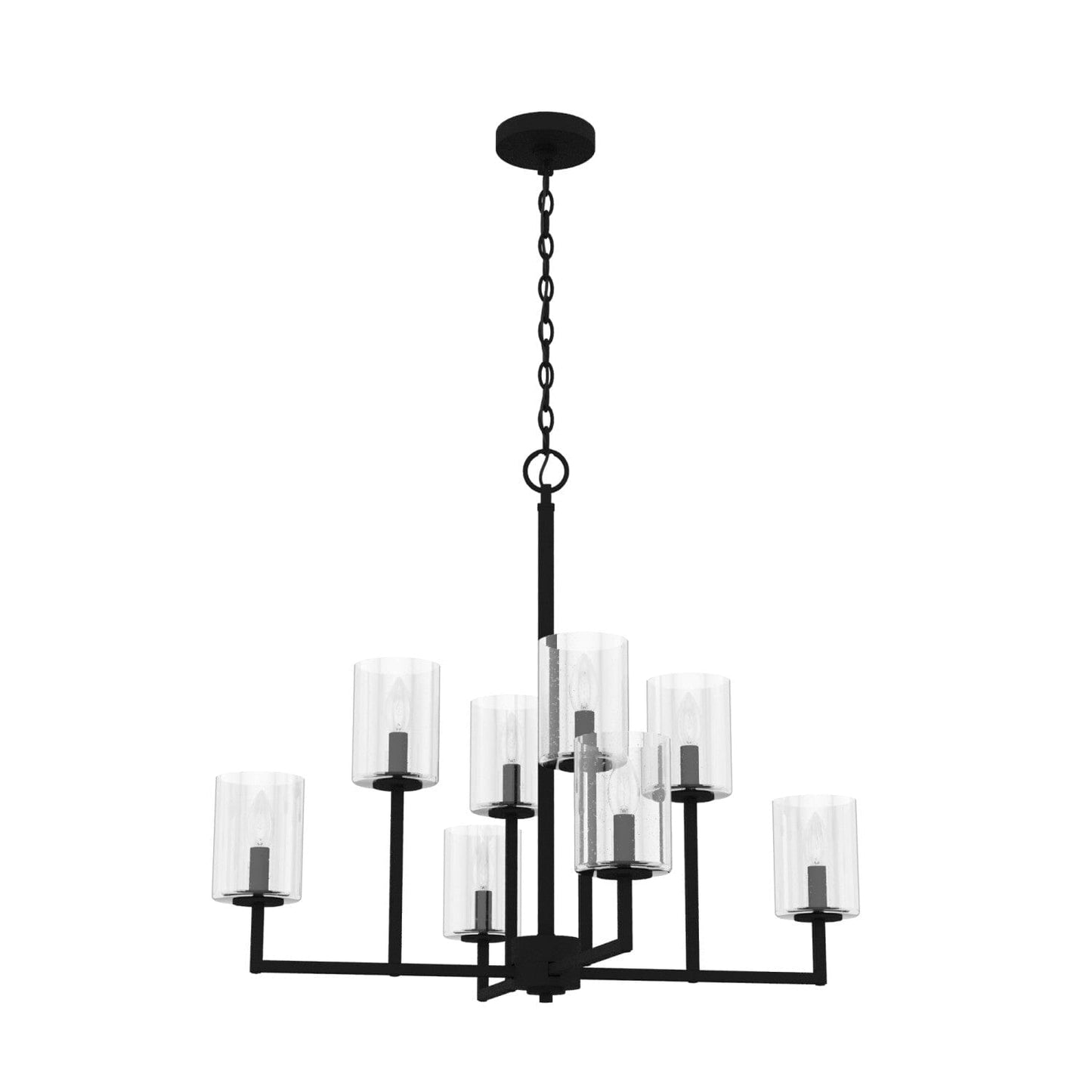 Kerrison 8 Light Chandelier Lighting Hunter Natural Black Iron - Seeded 