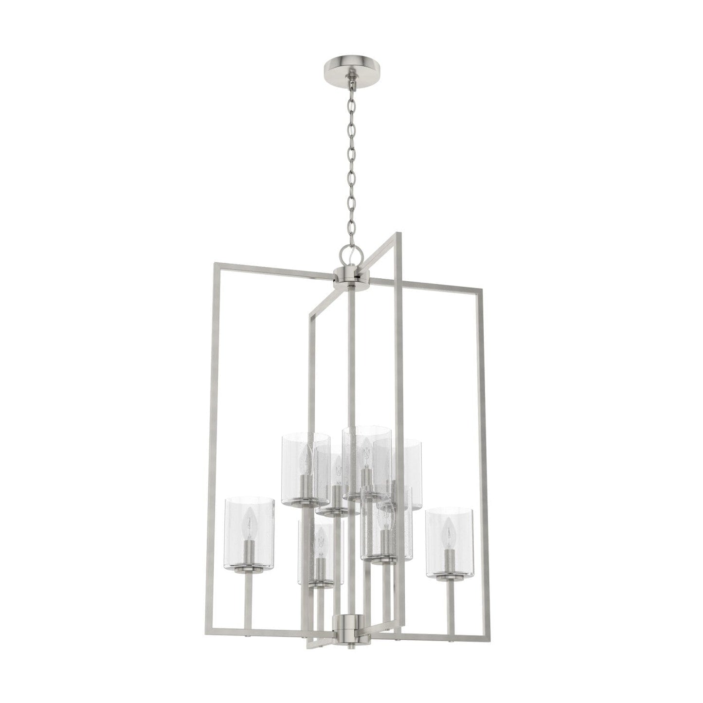 Kerrison 8 Light Large Foyer Pendant Lighting Hunter Brushed Nickel - Seeded 