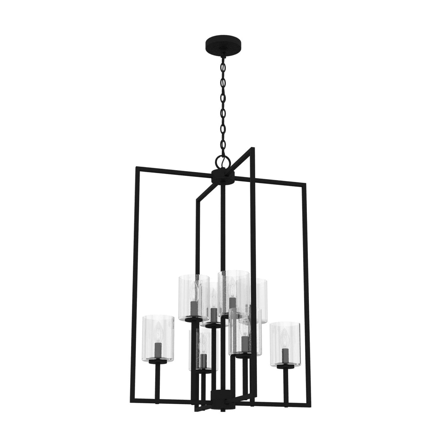 Kerrison 8 Light Large Foyer Pendant Lighting Hunter Natural Black Iron - Seeded 