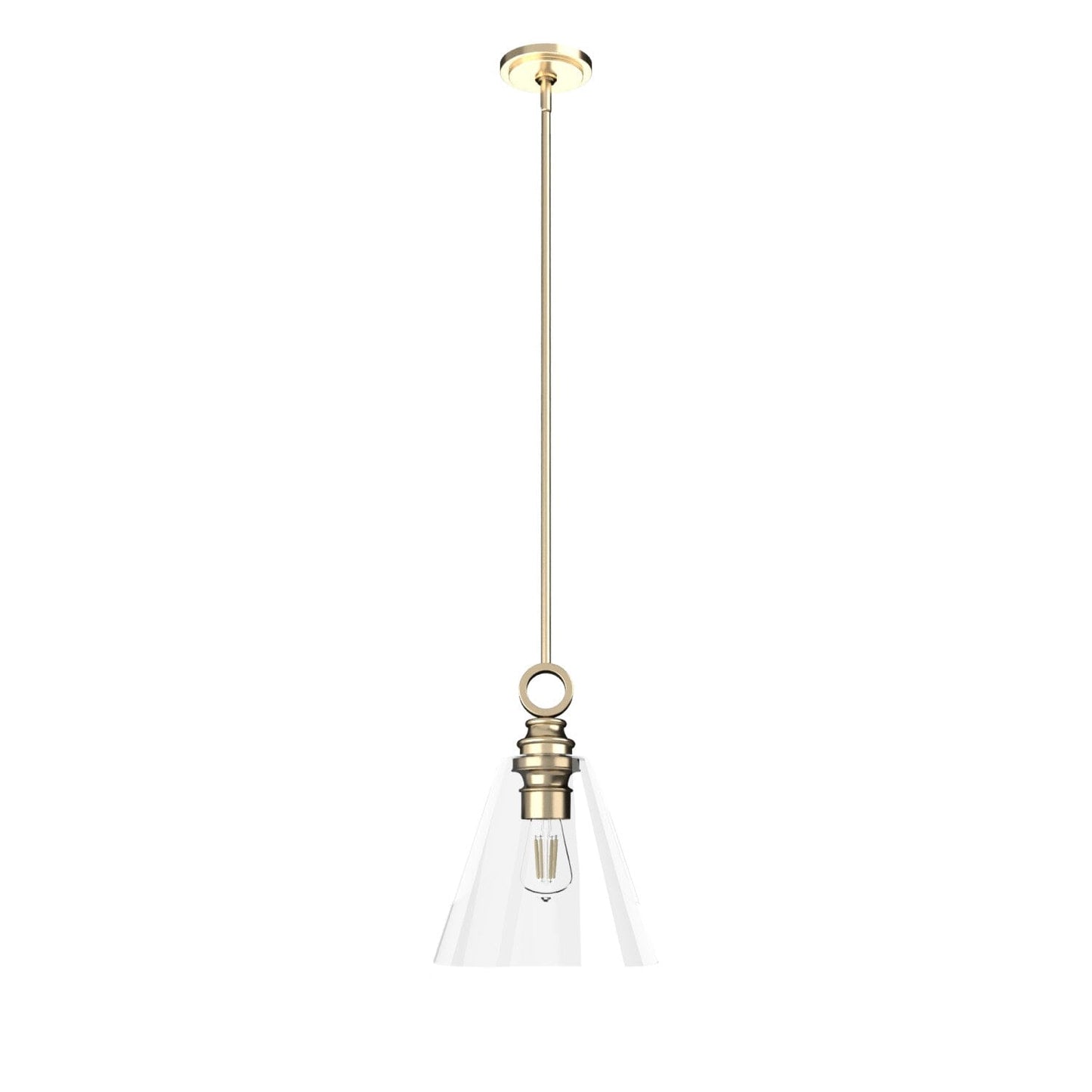 Klein 1 Light Glass Pendant 12 inch Lighting Hunter Alturas Gold - Clear 