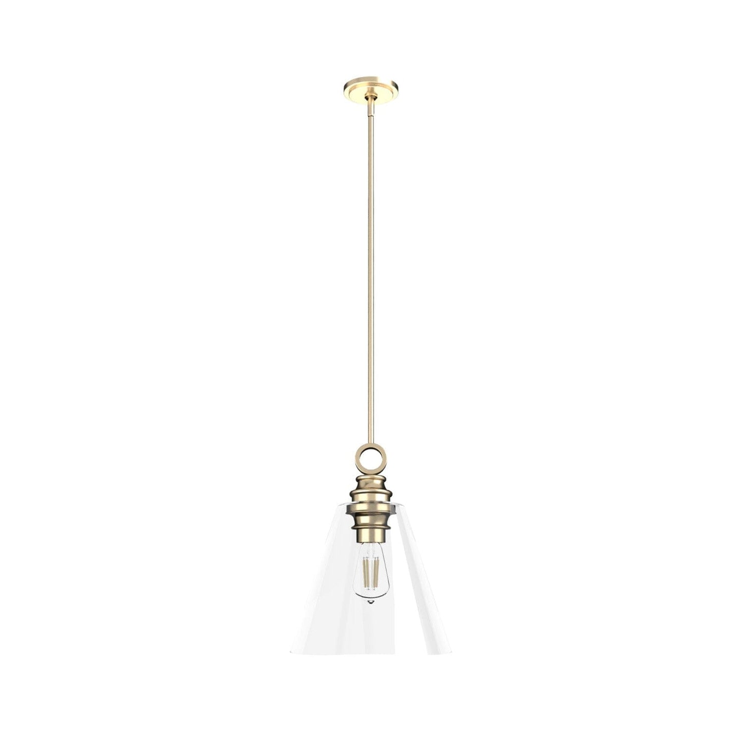 Klein 1 Light Glass Pendant 14 inch Lighting Hunter Alturas Gold - Clear 