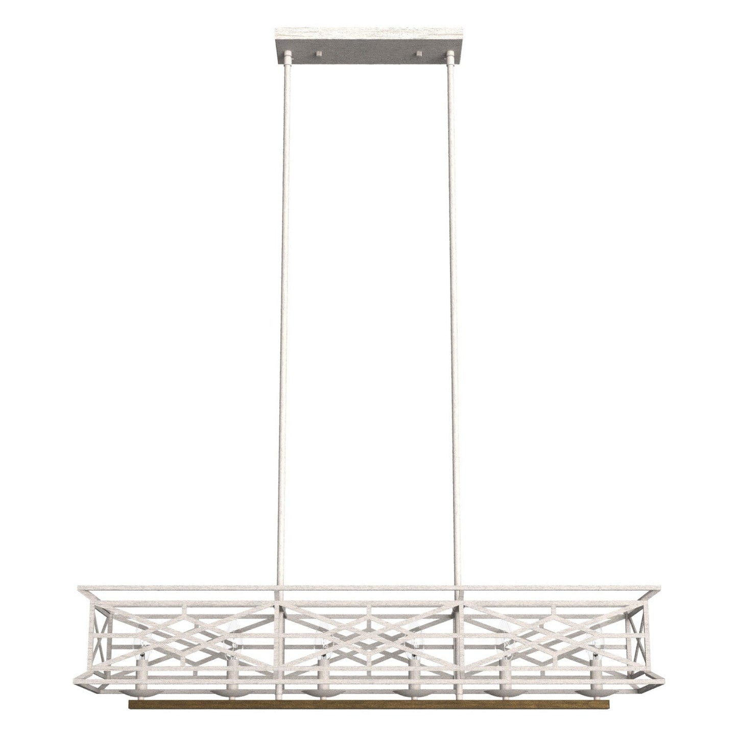 Langwood 6 Light Linear Chandelier Lighting Hunter Distressed White - Chestnut 