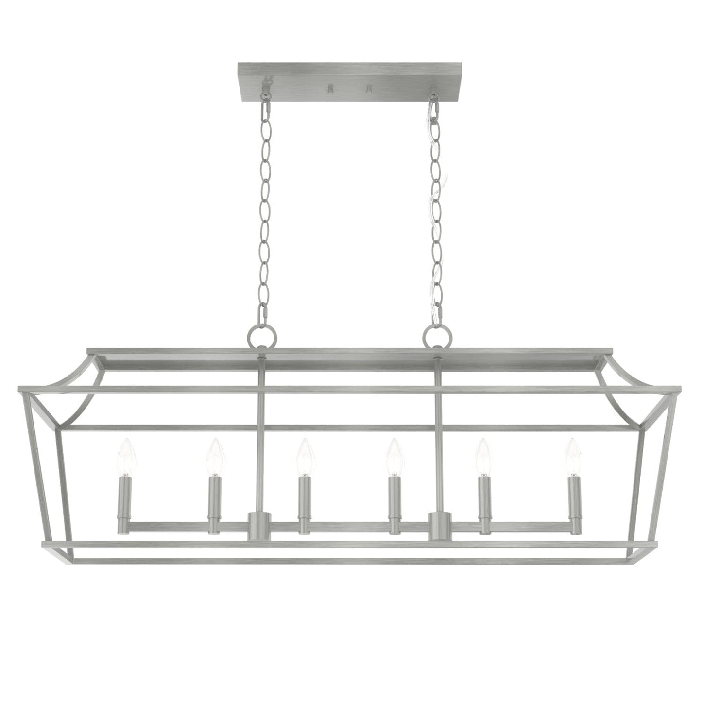 Laurel Ridge 6 Light Linear Chandelier Lighting Hunter Brushed Nickel - None 