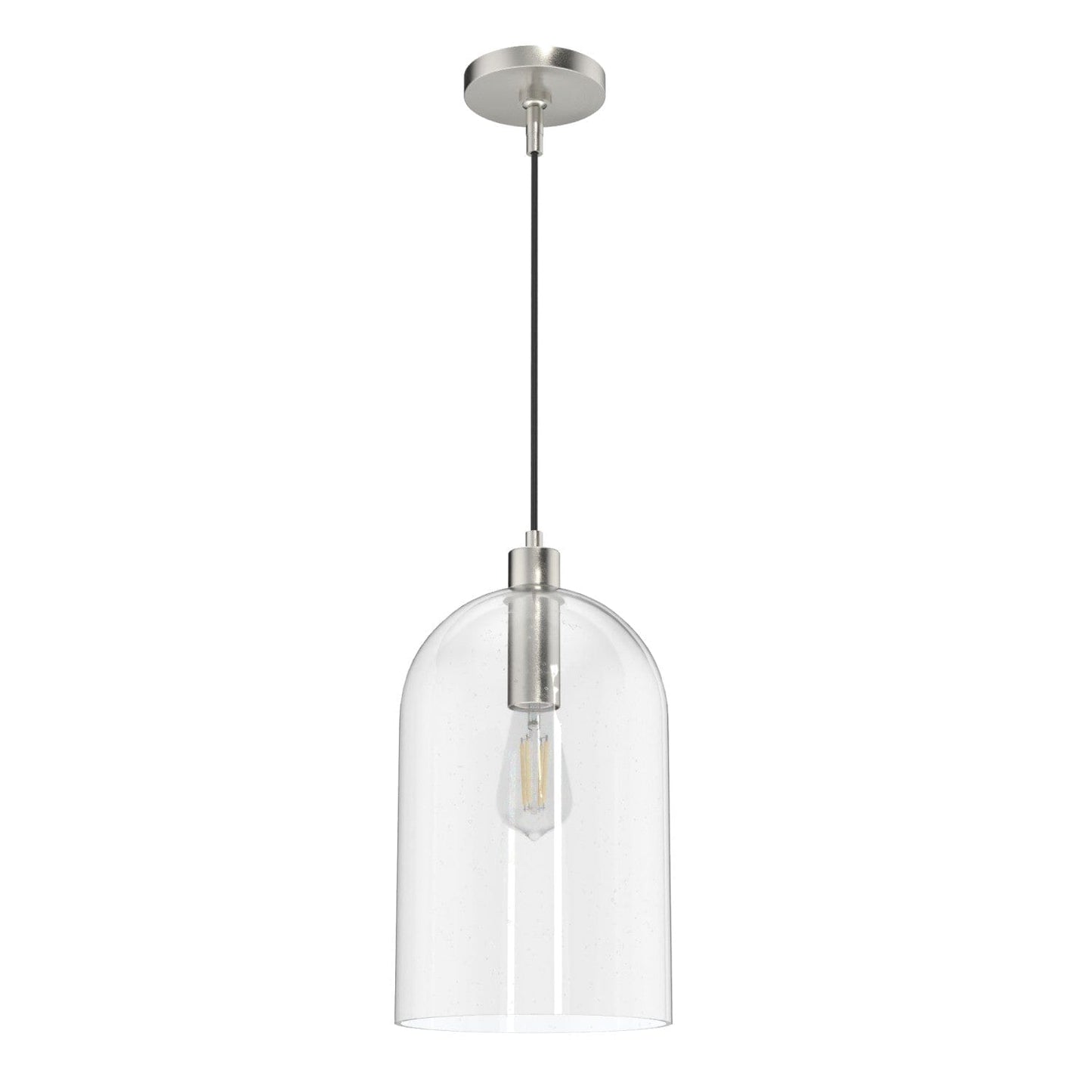 Lochemeade Clear Seeded Glass 1 Light Large pendant Lighting Hunter Brushed Nickel - Seeded 