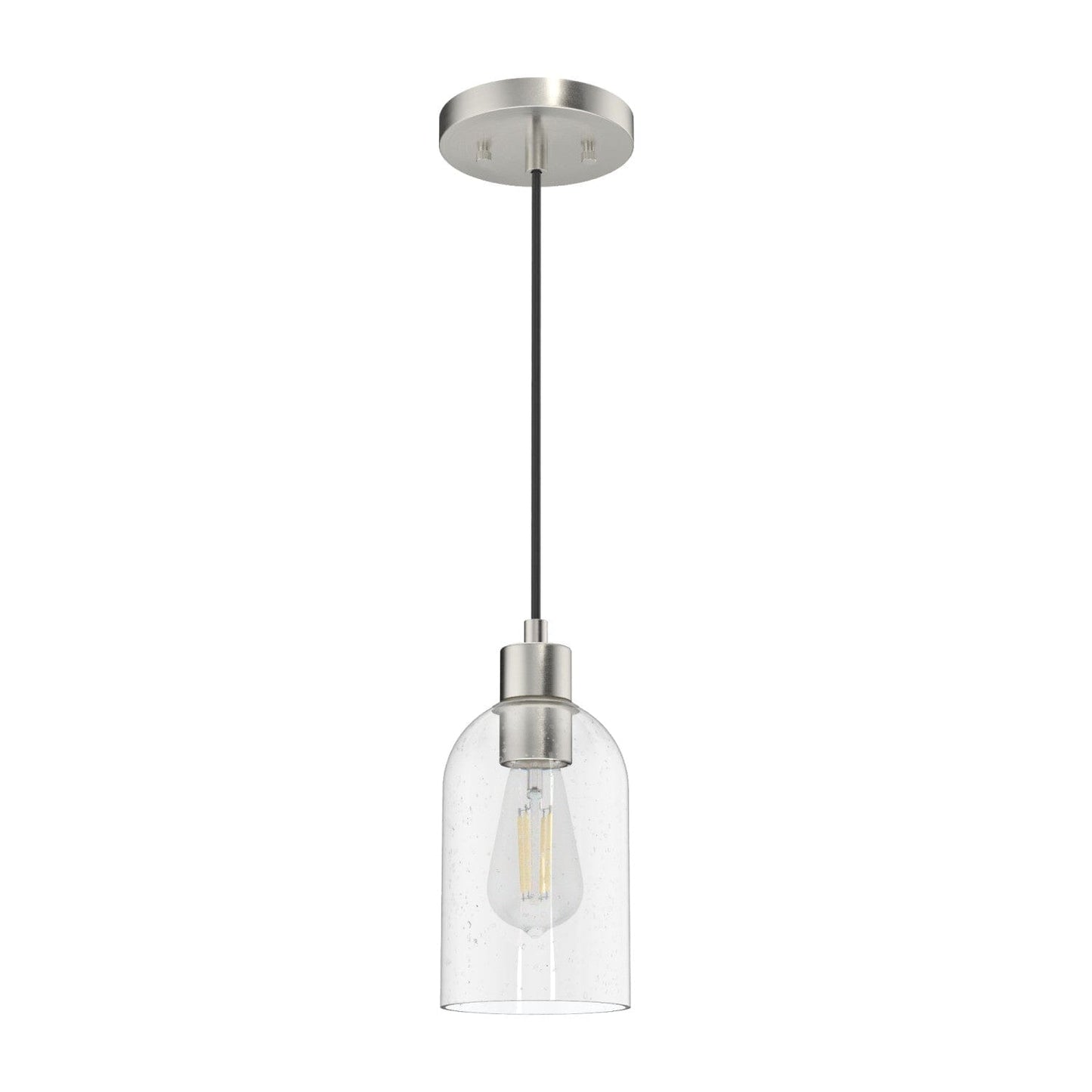 Lochemeade Clear Seeded Glass 1 Light Mini Pendant Lighting Hunter Brushed Nickel - Seeded 