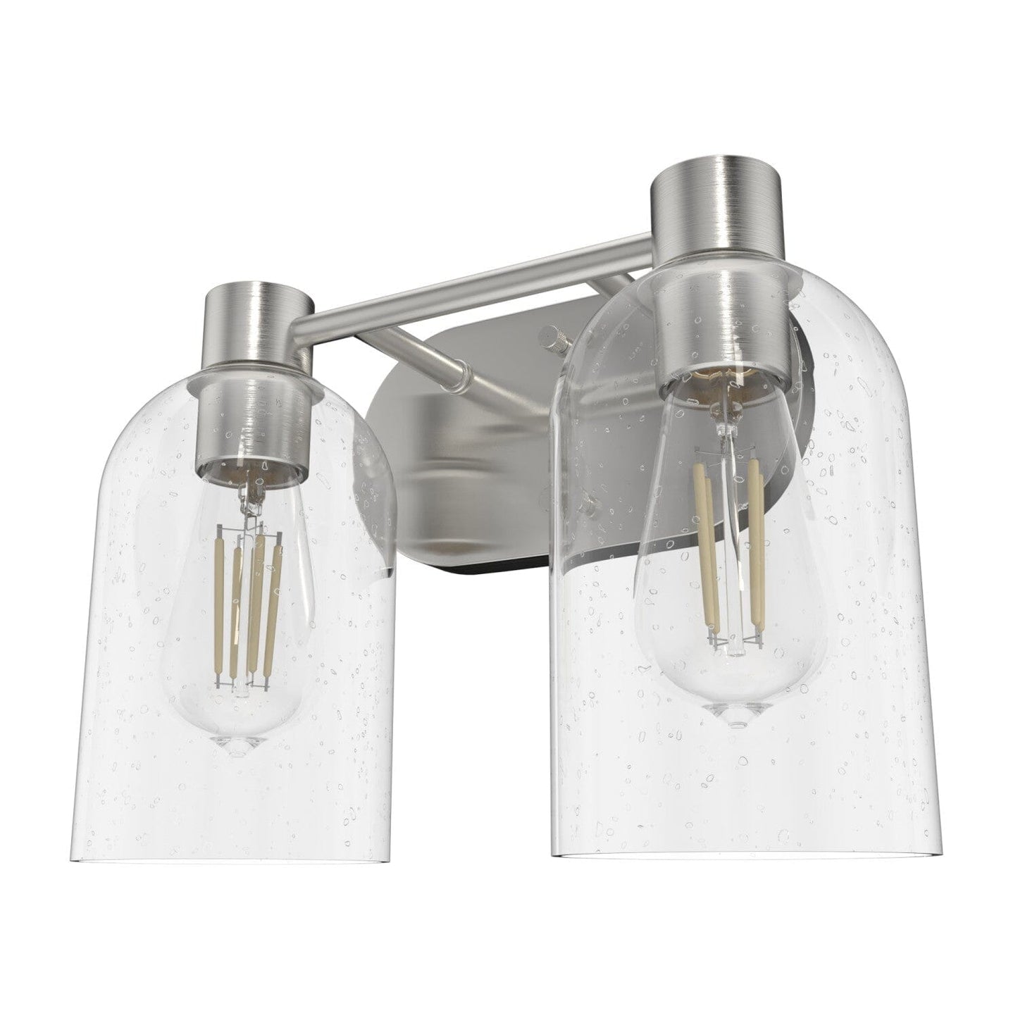 Lochemeade Clear Seeded Glass 2 Light Vanity Lighting Hunter Brushed Nickel - Seeded 