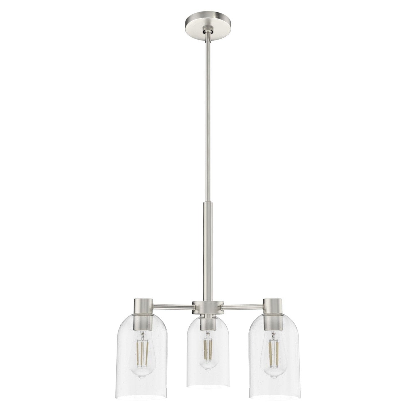 Lochemeade Clear Seeded Glass 3 Light Chandelier Lighting Hunter Brushed Nickel - Seeded 