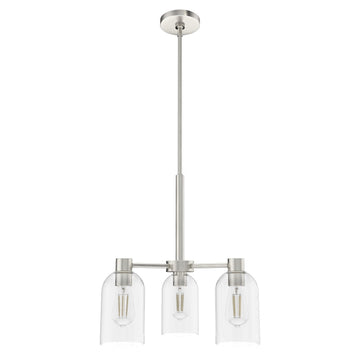 Lochemeade Clear Seeded Glass 3 Light Chandelier Lighting Hunter Brushed Nickel - Seeded 