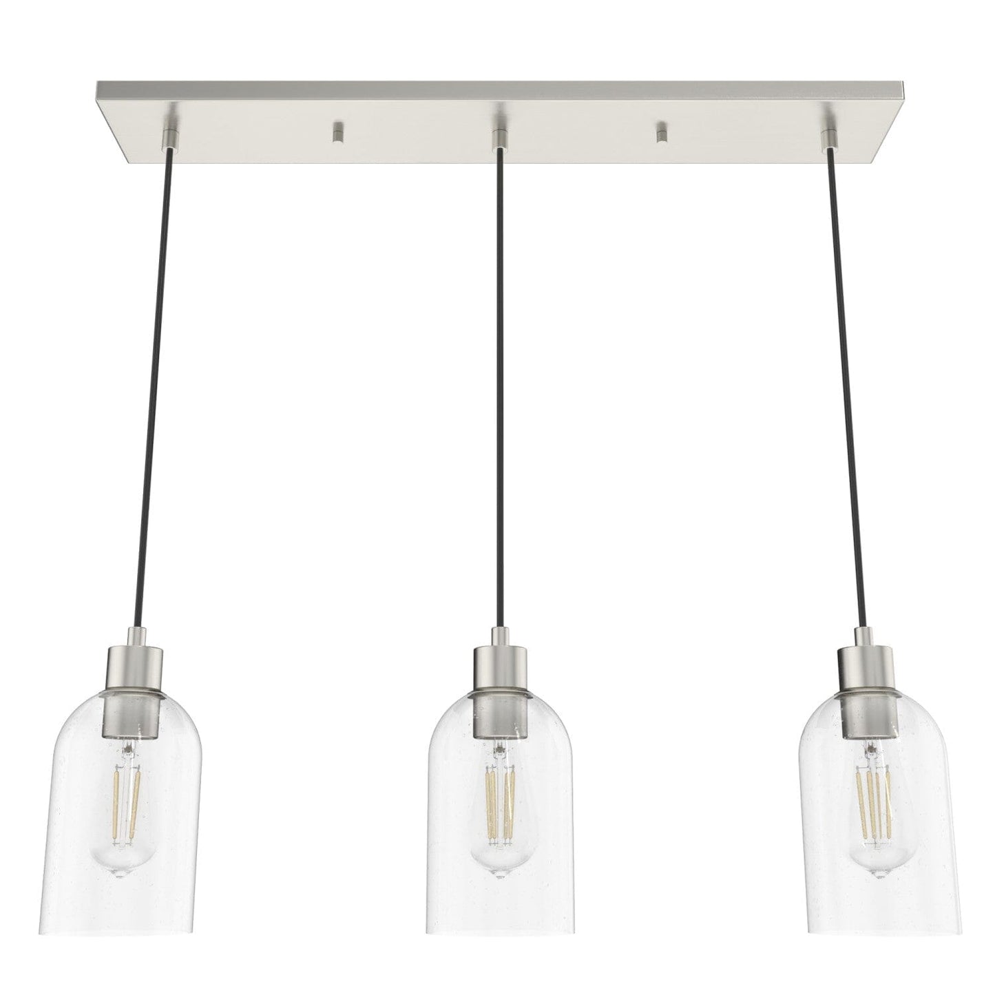 Lochemeade Clear Seeded Glass 3 Light Linear Pendant Cluster Lighting Hunter Brushed Nickel - Seeded 