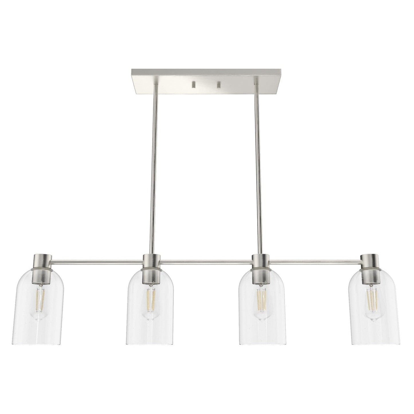 Lochemeade Clear Seeded Glass 4 Light Linear Chandelier Lighting Hunter Brushed Nickel - Clear Seeded 