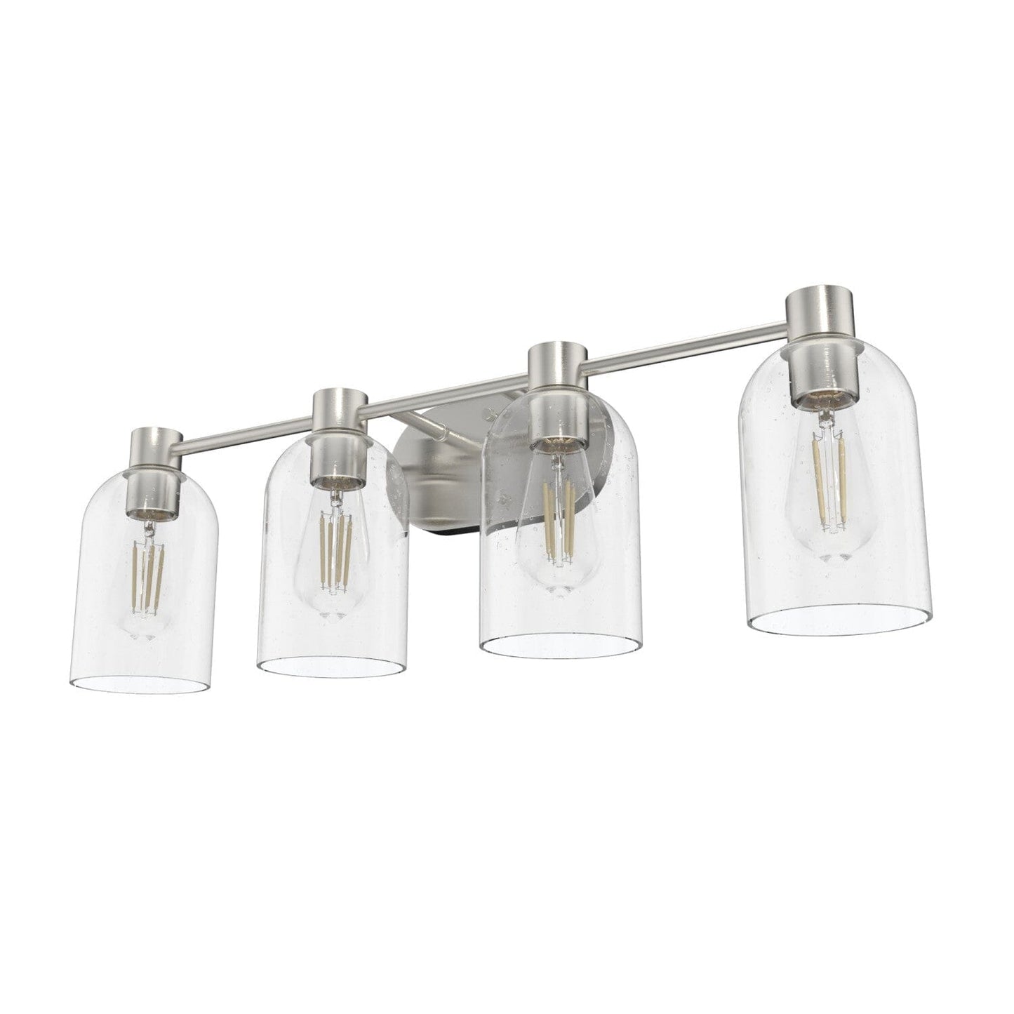 Lochemeade Clear Seeded Glass 4 Light Vanity Lighting Hunter Brushed Nickel - Seeded 