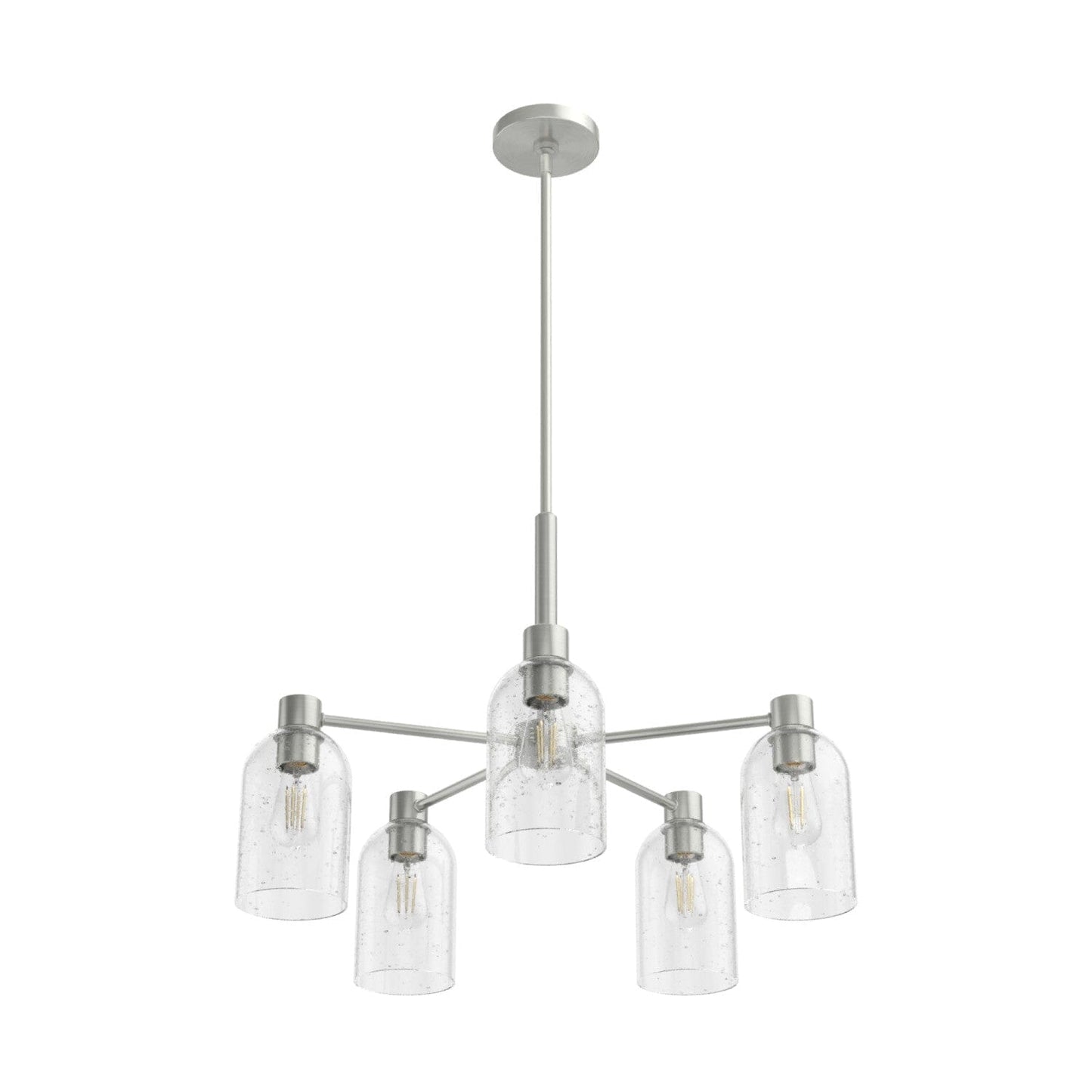 Lochemeade Clear Seeded Glass 5 Light Chandelier Lighting Hunter Brushed Nickel - Seeded 