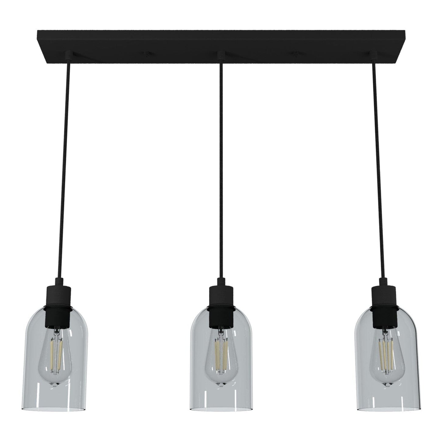 Lochemeade Smoked Glass 3 Light Linear Pendant Cluster Lighting Hunter Natural Black Iron - Smoked 