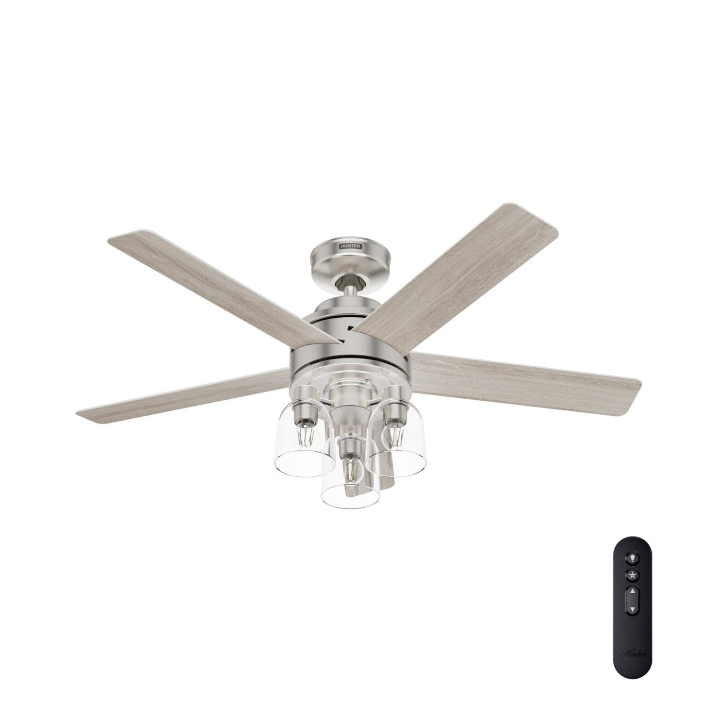 Lochemeade with LED Light 52 inch Ceiling Fans Hunter Brushed Nickel - Light Gray Oak 