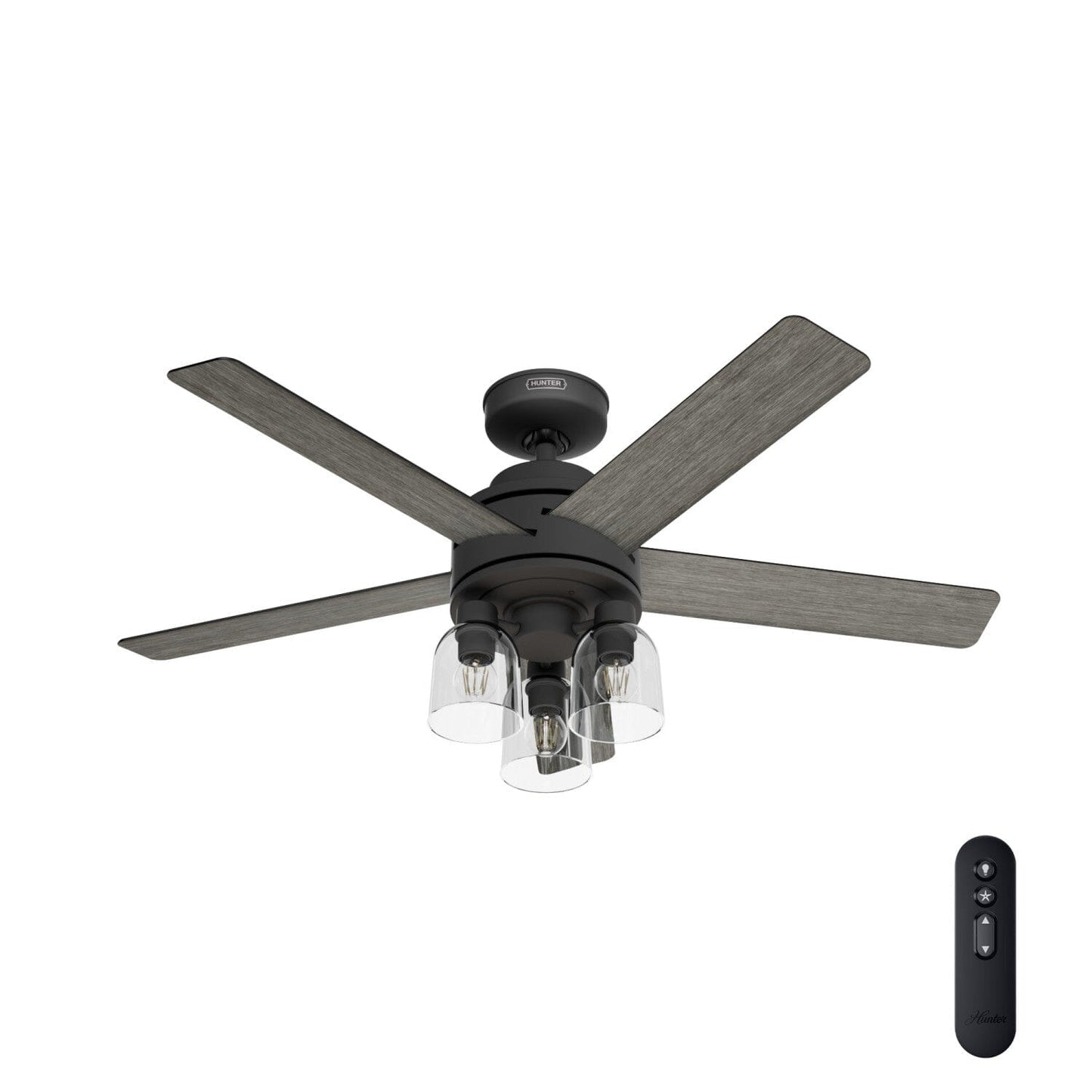 Lochemeade with LED Light 52 inch Ceiling Fans Hunter Matte Black - Dark Gray Oak 