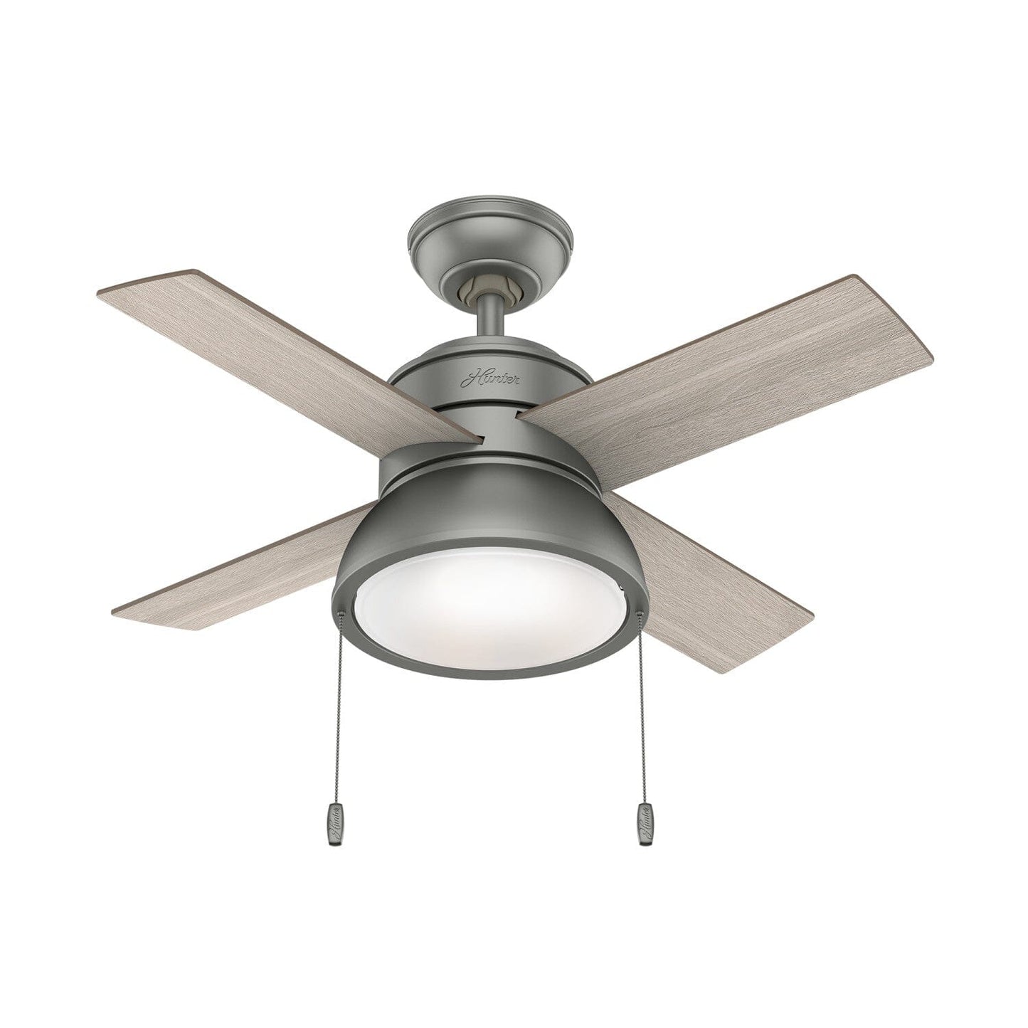 LOKI WITH LED LIGHT 36 INCH Ceiling Fans Hunter Matte Silver - Light Gray Oak 