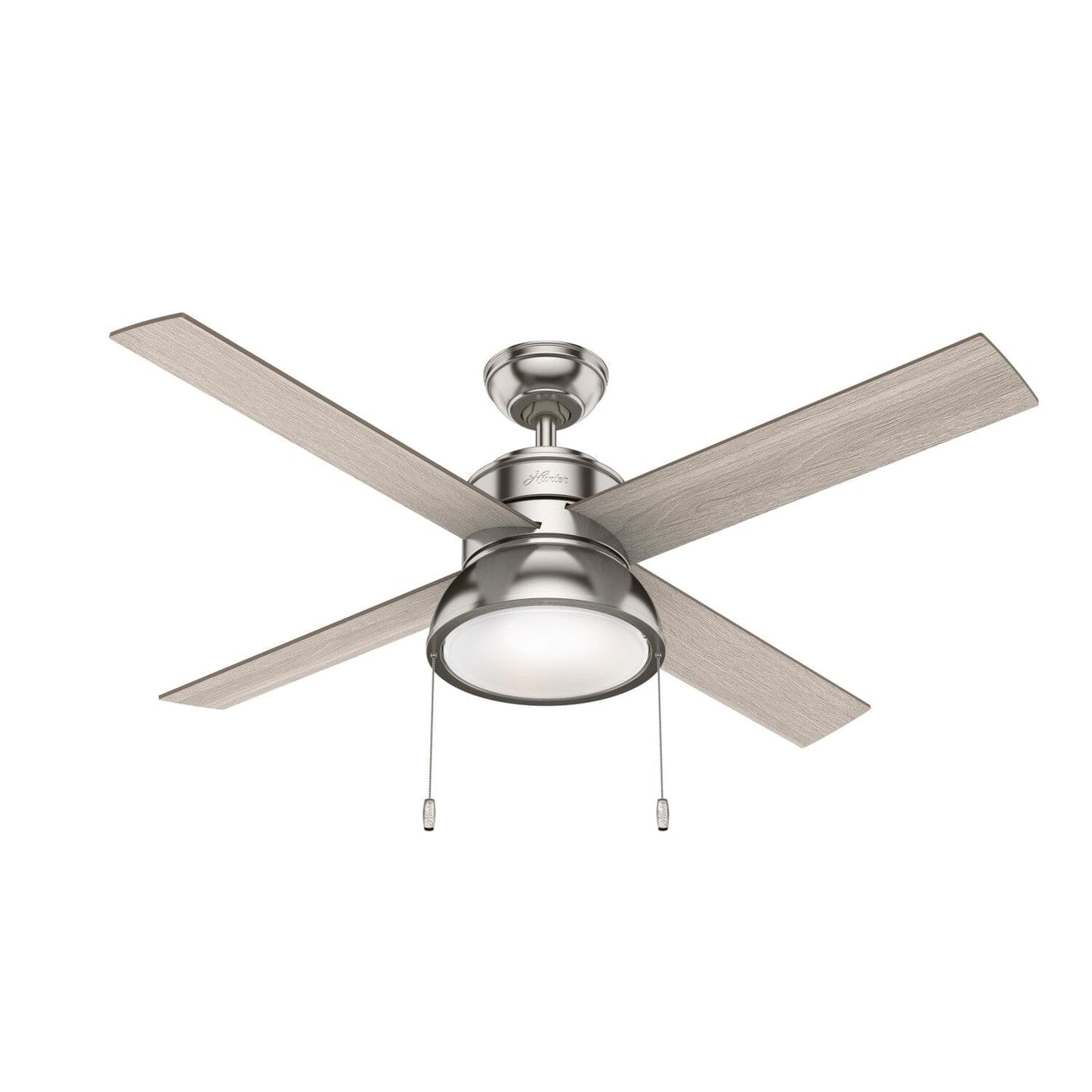 LOKI WITH LED LIGHT 52 INCH Ceiling Fans Hunter Brushed Nickel - Light Gray Oak 