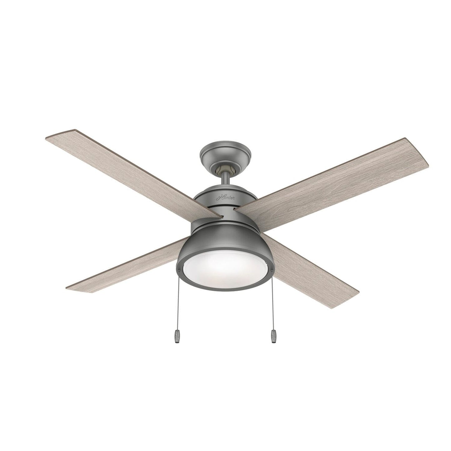 LOKI WITH LED LIGHT 52 INCH Ceiling Fans Hunter Matte Silver - Light Gray Oak 