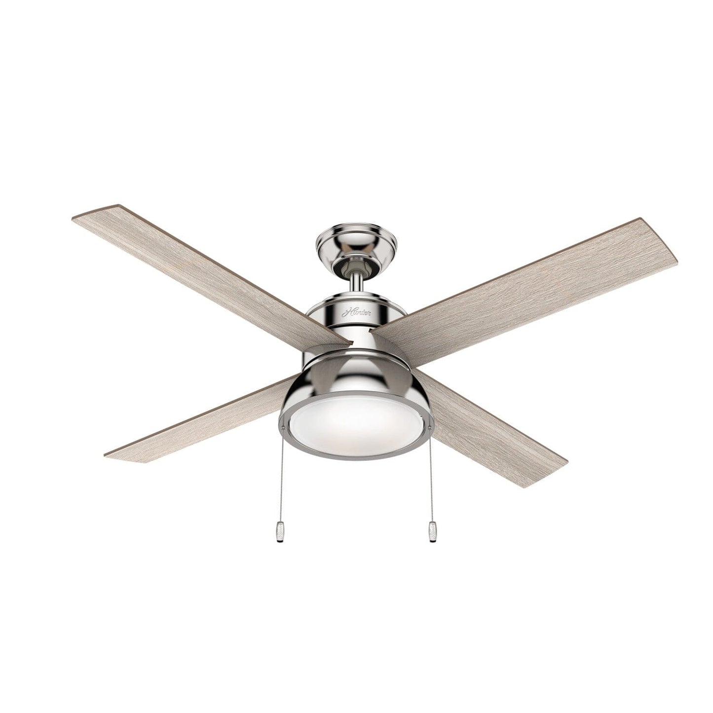 LOKI WITH LED LIGHT 52 INCH Ceiling Fans Hunter Polished Nickel - Light Gray Oak 