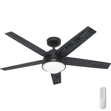 Lykke 52 inch Ceiling Fans Hunter Matte Black - Salted Black 