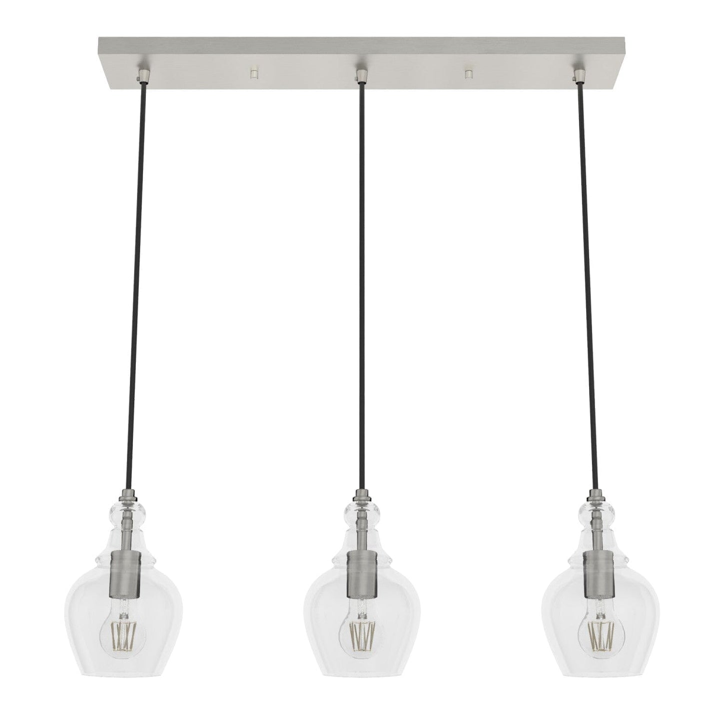 Maple Park 3 Light Linear Cluster Lighting Hunter Brushed Nickel - Clear 