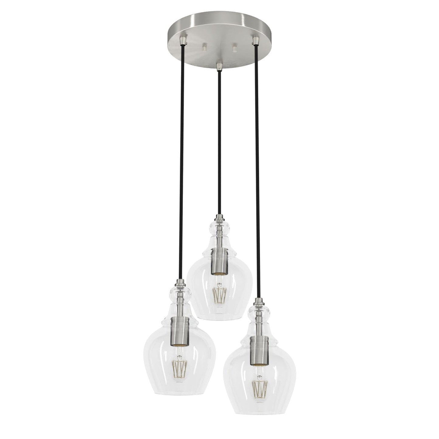 Maple Park 3 Light Round Cluster Lighting Hunter Brushed Nickel - Clear 