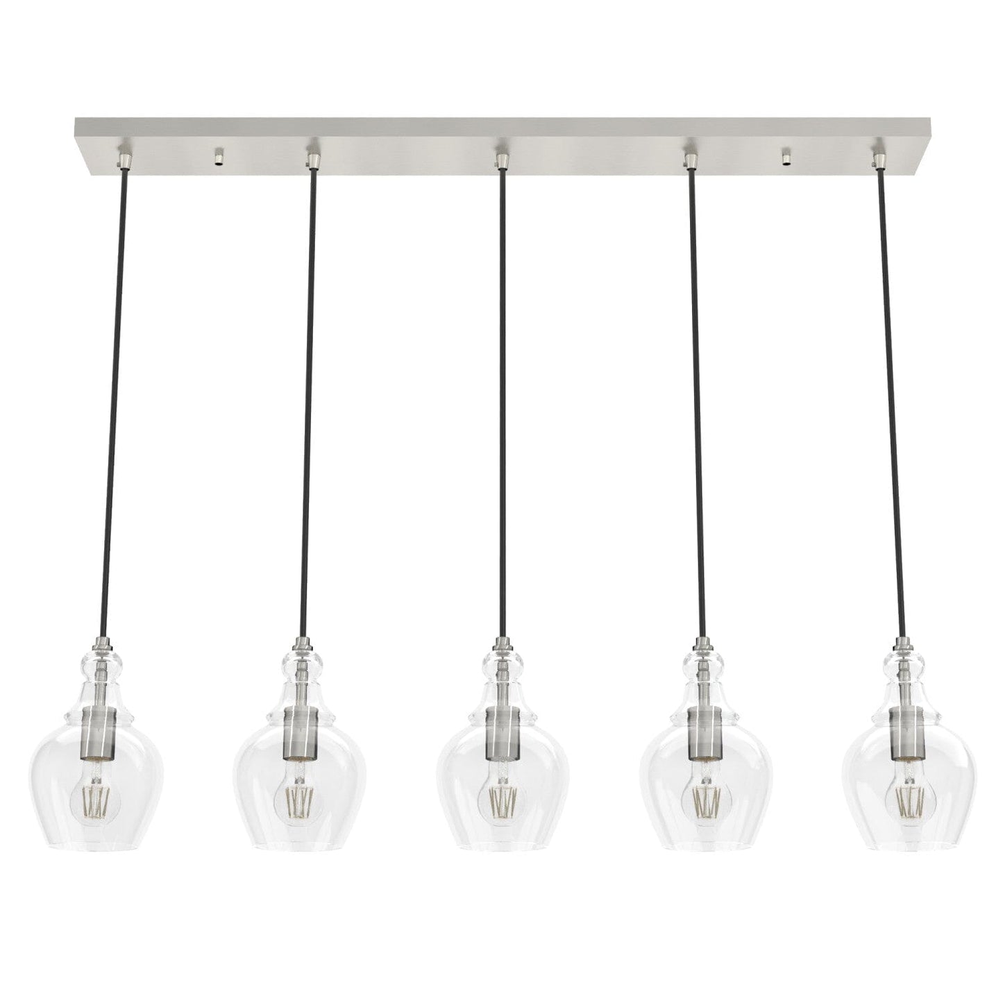 Maple Park 5 Light Linear Cluster Lighting Hunter Brushed Nickel - Clear 