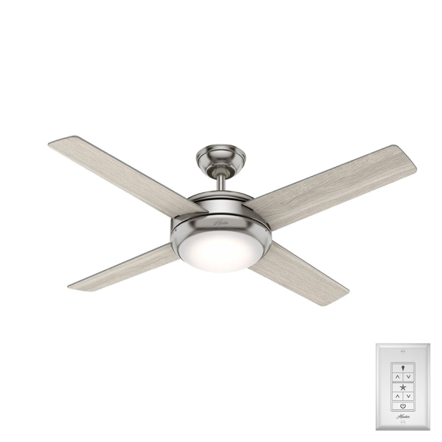 Marconi with LED Light 52 inch Ceiling Fans Hunter Brushed Nickel - Light Gray Oak 