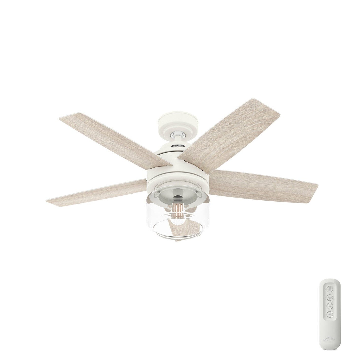 Margo with Light 44inch Ceiling Fans Hunter Textured White - Light Oak 