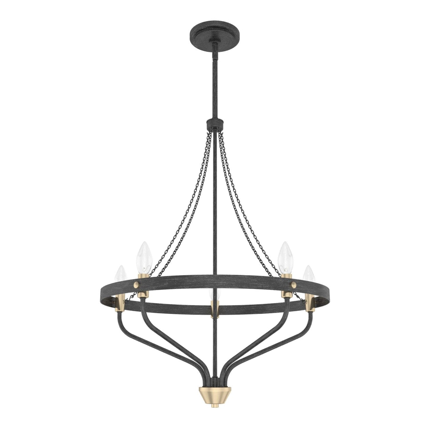 Merlin 5 Light Chandelier Lighting Hunter Rustic Iron - Alturas Gold 