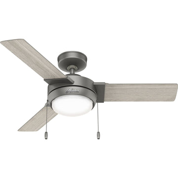 Mesquite with LED Light 44 inch Ceiling Fans Hunter Matte Silver - Light Gray Oak 