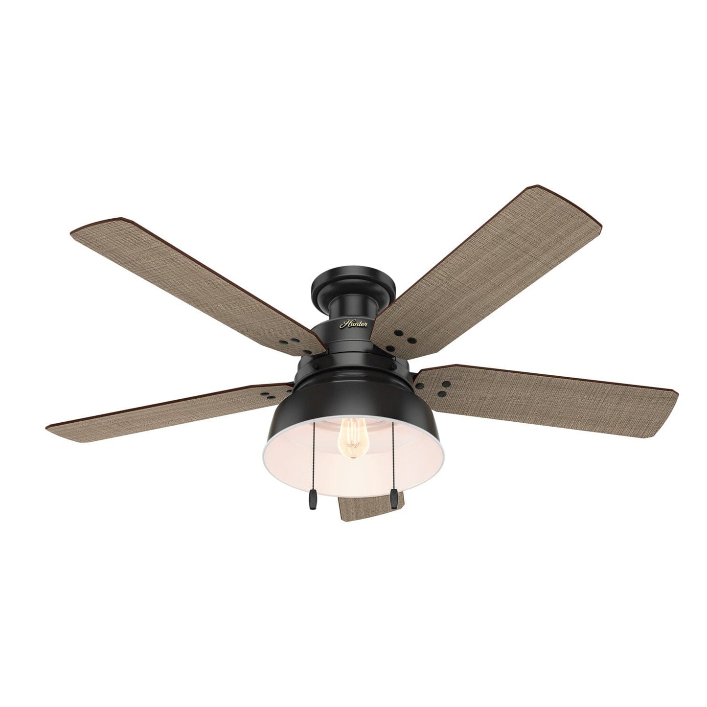 Mill Valley Outdoor Low Profile with Light 52 inch Ceiling Fans Hunter Matte Black - Walnut Stripe 