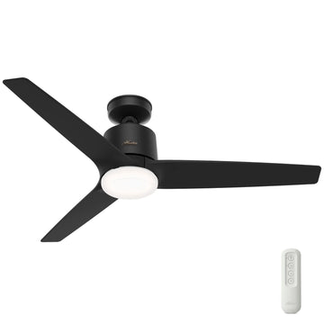 Moxie with LED light 52 Inch-Smart Ceiling Fans Hunter Matte Black - Matte Black 