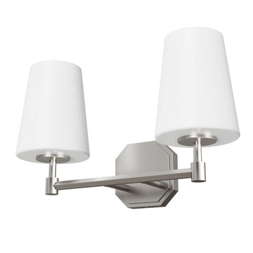 Nolita 2 light vanity Lighting Hunter Brushed Nickel - Cased White 