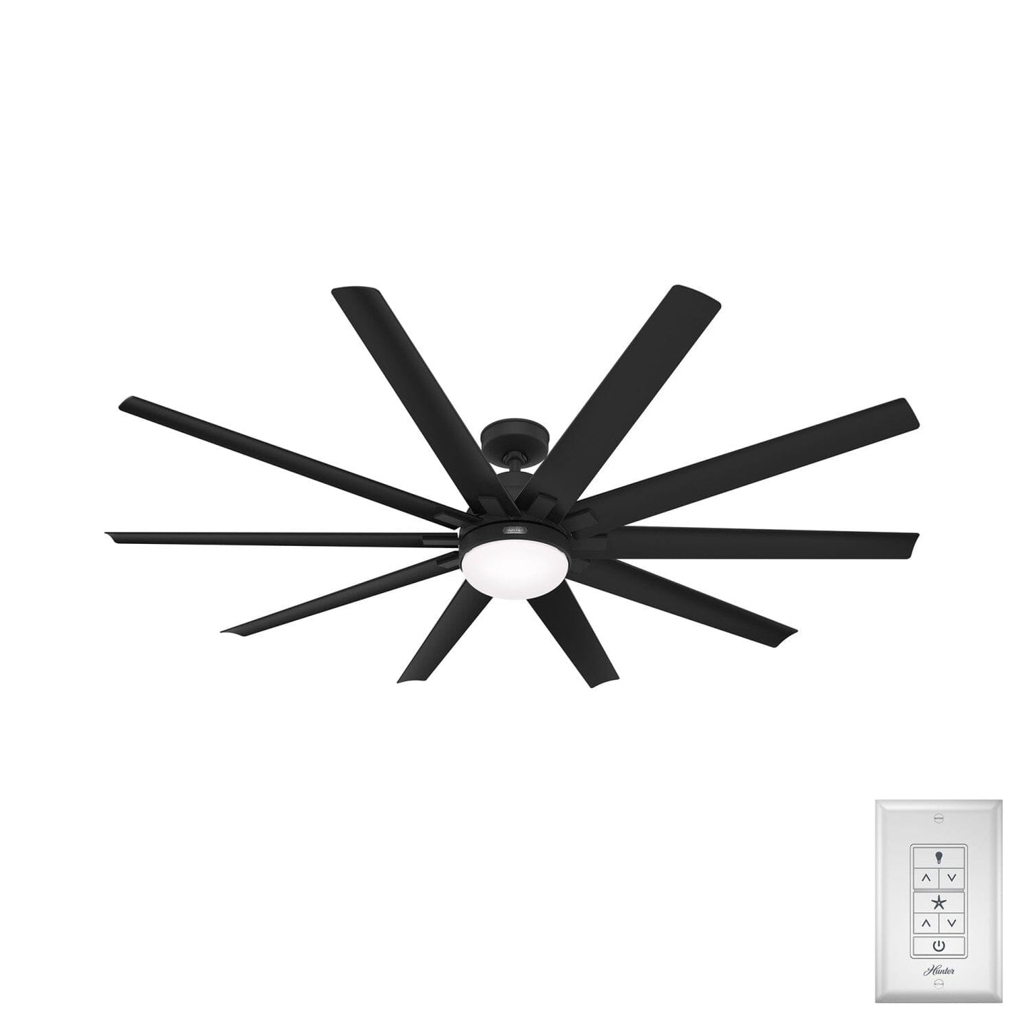 Overton Outdoor ENERGY STAR with LED Light 72 inch Ceiling Fans Hunter Matte Black - Matte Black 