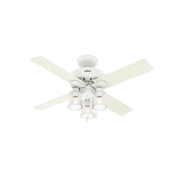 Pelston with LED Light 44 in Ceiling Fans Hunter Matte White - White Grain 