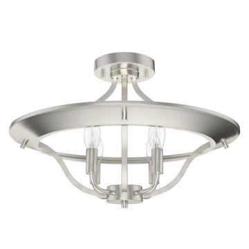 Perch Point 4 Light Semi-Flush Mount Lighting Hunter Brushed Nickel - None 