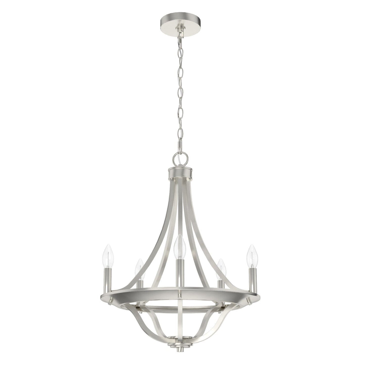 Perch Point 5 Light Chandelier 18 inch Lighting Hunter Brushed Nickel - None 