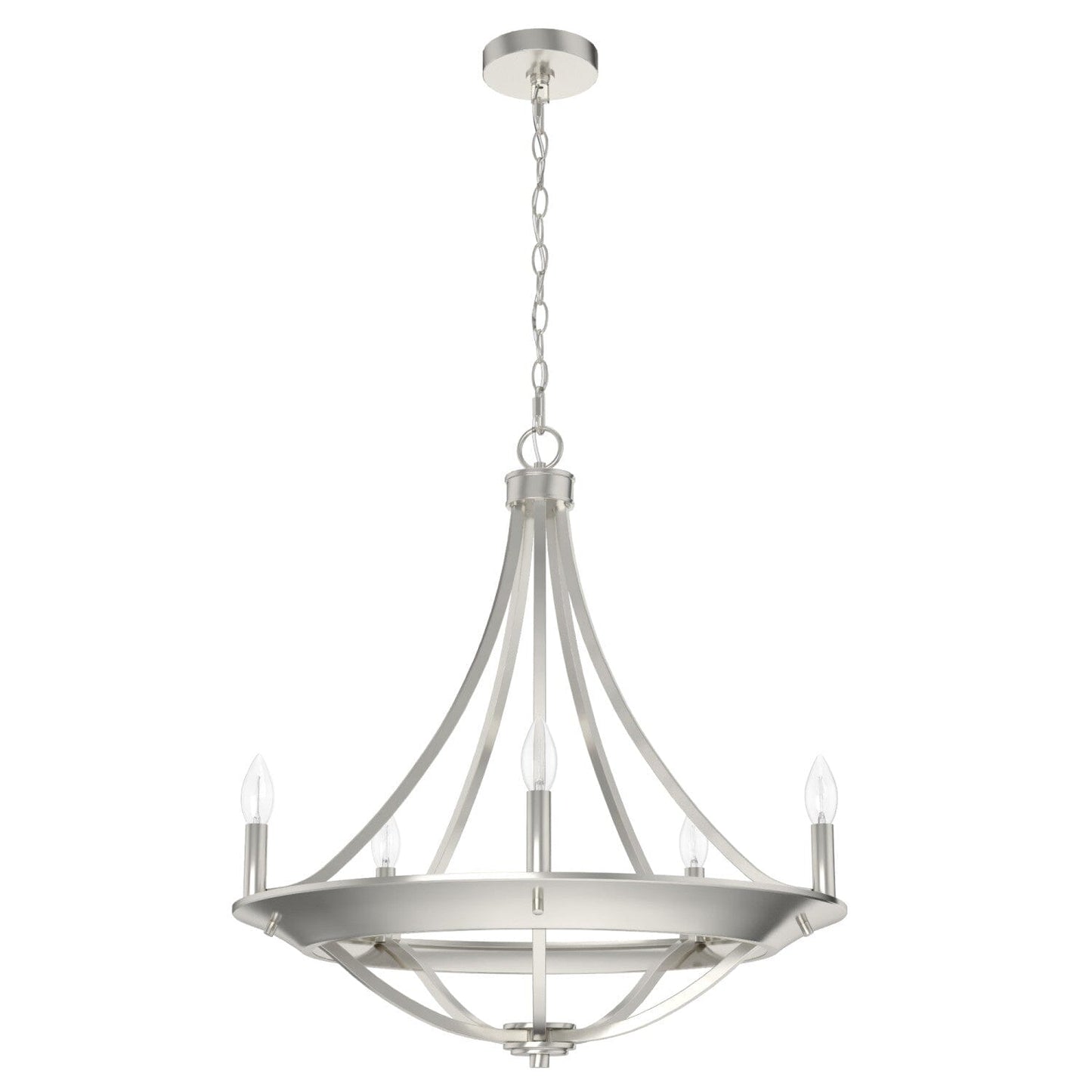 Perch Point 5 Light Chandelier 24 inch Lighting Hunter Brushed Nickel - None 