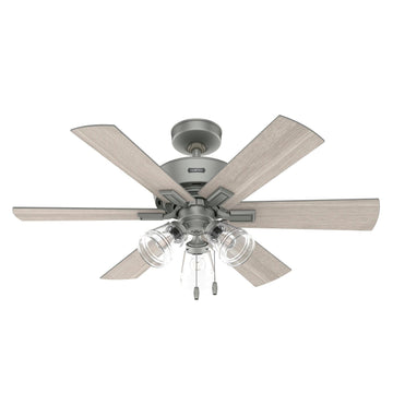 Pickens with LED light 44 inch Ceiling Fans Hunter Matte Silver - Light Gray Oak 