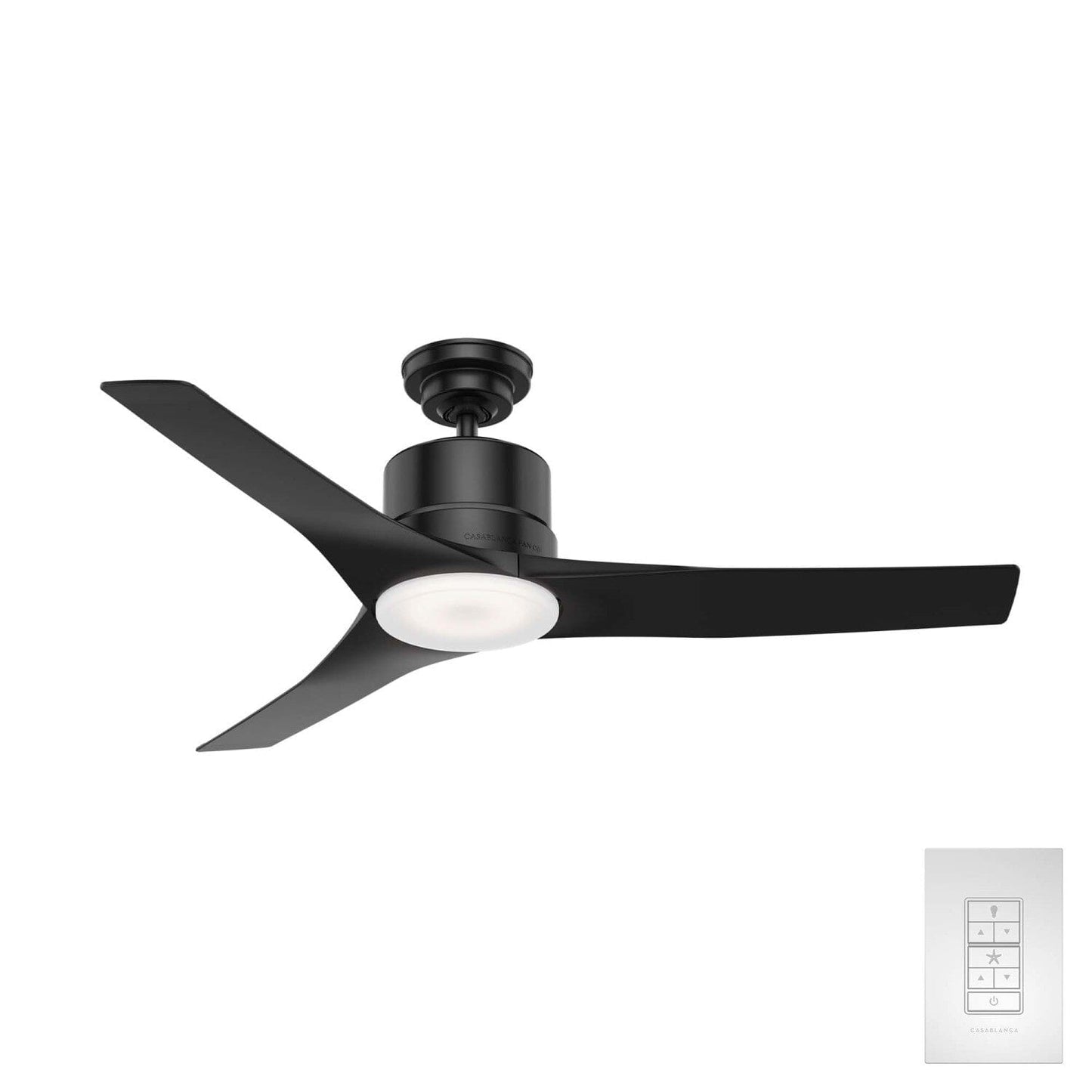 Piston Outdoor with LED Light and Remote Control 52 inch Ceiling Fans Casablanca Matte Black - Matte Black 